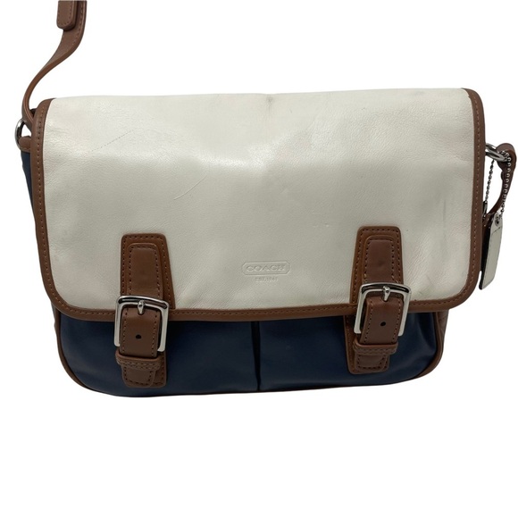 Coach Park Color Block Leather Crossbody Messenger Bag Coastal Nautical - Picture 2 of 13